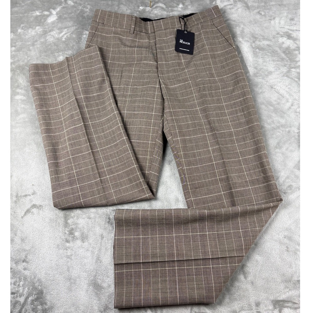 The Producer Express Design Studio Mens 32x32 Wool Blend Glen Plaid Dress Pants